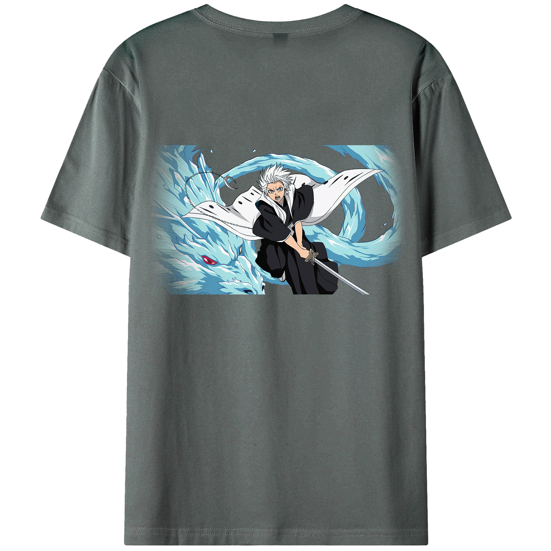 （画像用） ブリーチ 日番谷冬獅郎（ひつがや とうしろう） BLEACH Hitsugaya Toushirou 綿100％ メンズ半袖Tシャツ（バックプリント） 通気性